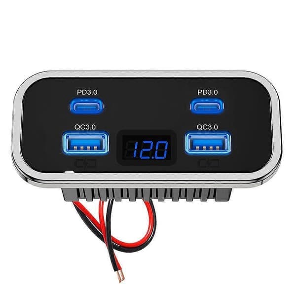 4 porte 12V RV USB-stik Dobbelt PD3.0 Type-C Hurtigopladning & QC3.0 Panel B