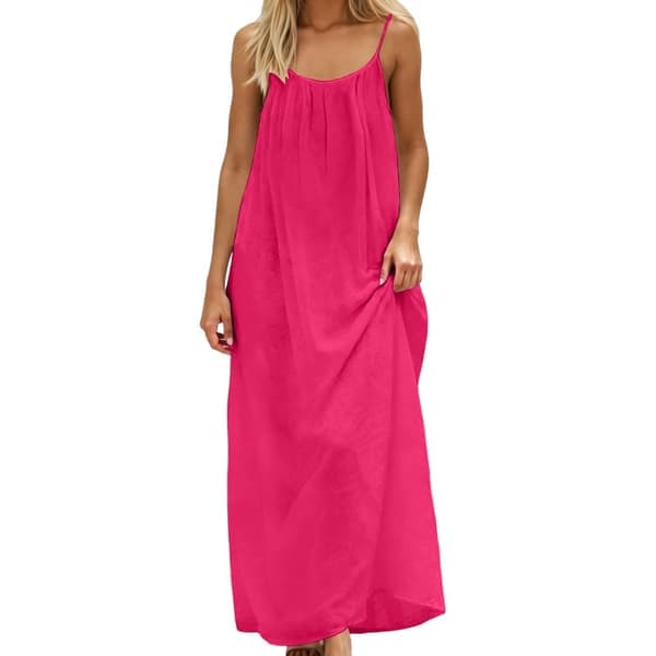 Dame Spaghetti Strop Rygløs Løs Pasform Resort Stil Lang Kjole 2 2 XL
