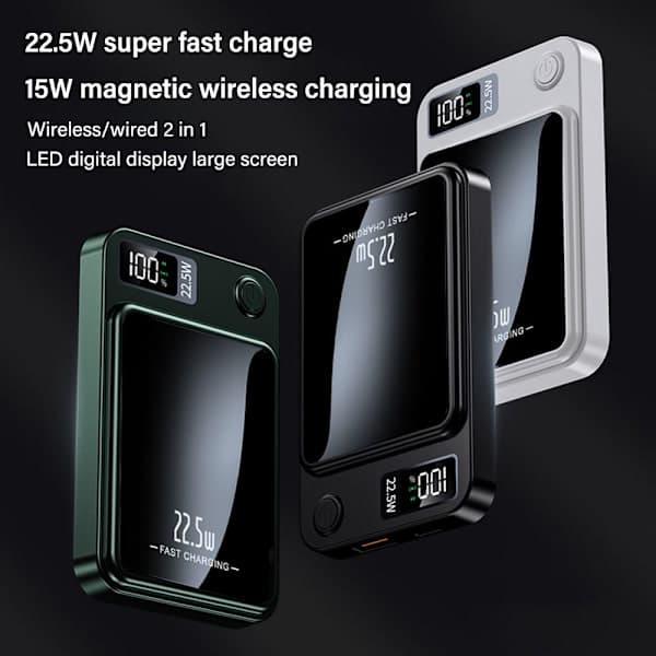 Trådlös Powerbank Extern Extra Batteripaket green