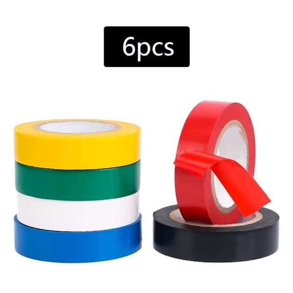 Farvet tape 6 stk. elektrisk isoleringstape PVC