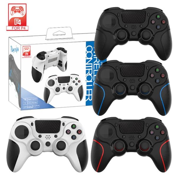 Gamepad Bluetooth PC Gamepad Seks-akset somatosensorisk programmering med dobbel vibrasjon P913 - Svart og hvit
