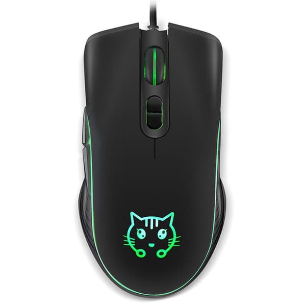 Kablet spillmus, katte-design, e-sport optisk mus for PC-spillere, svart