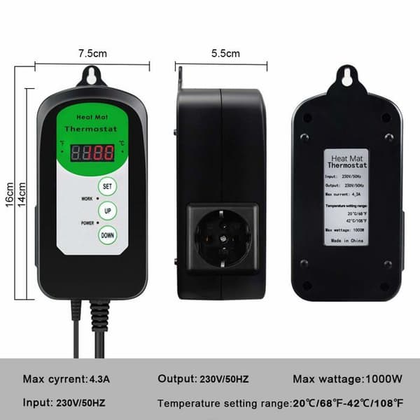 Digital termostatkontroller varmematte for frøspiring, reptiler og brygging 68-108°F