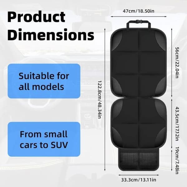 Bilbarnstolsskydd - 2-pack - Halkfritt - Vattentätt - 124×47 cm (ISOFIX)