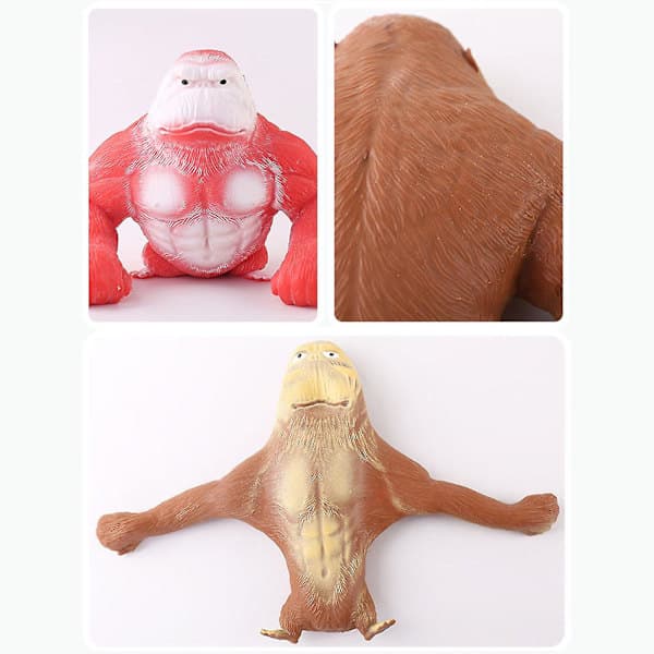Simulering Gorilla Abe Strækbar Squish Antistress Klemme Elastisk Æblelegetøj Brun 12*12