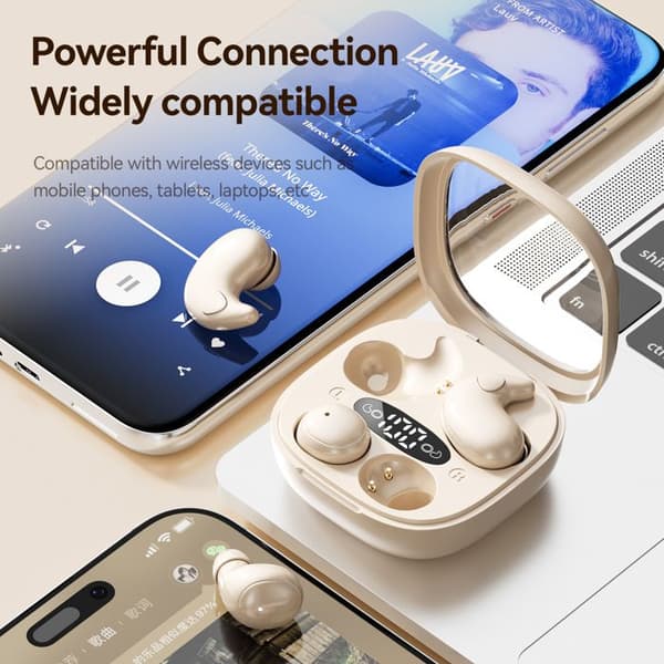 Svarta M126 Dubbla Trådlösa Bluetooth-hörlurar (2 i 1), Mini Sovhörlurar, Extra Lång Batteritid, Unisex