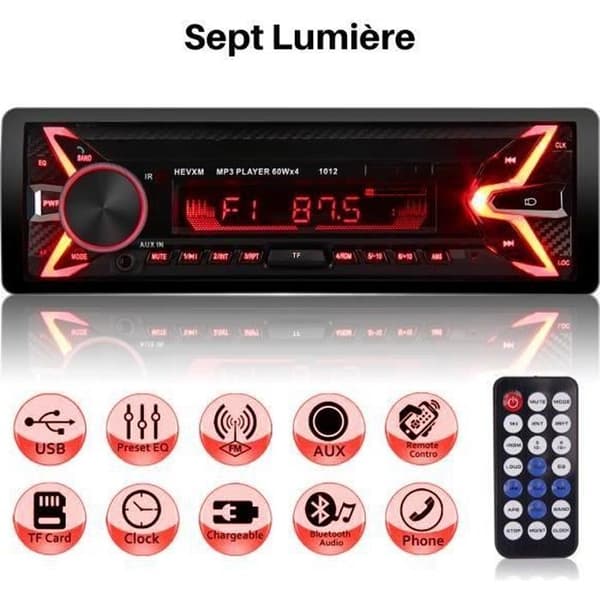 Bilstereo - Bluetooth Stereo - FM-radio - MP3-spelare - Fjärrkontroll