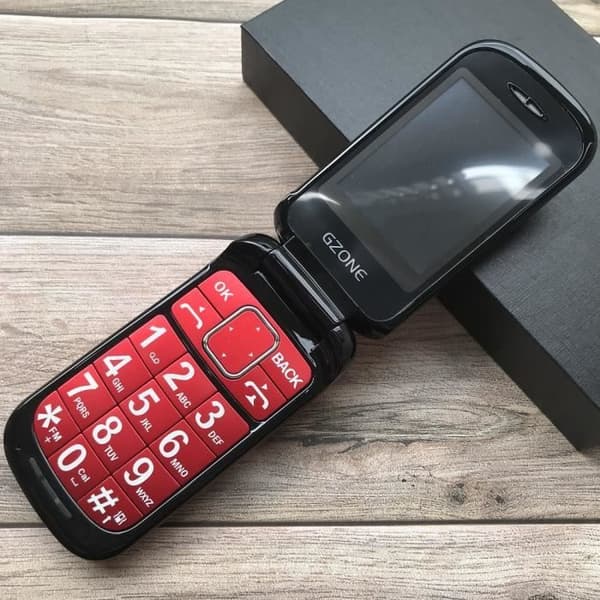 Senior viktelefon - Dubbla LCD-skärmar - Extra hög ringsignal - SOS-knapp - Röd