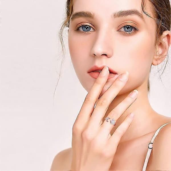 Angstringe til kvinder, justerbar åbning, fidget spinner-ringe, cubic zirconia blomsterringe, spinner-ringsæt