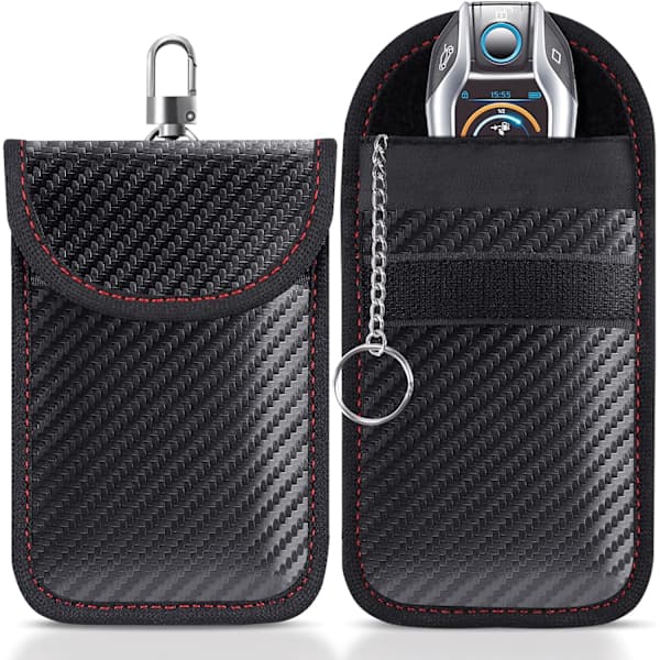 2-pak Faraday Bilnøgle Etui | Signalblokerende Bilnøglelomme | Nøglefri Bilnøgle Etui