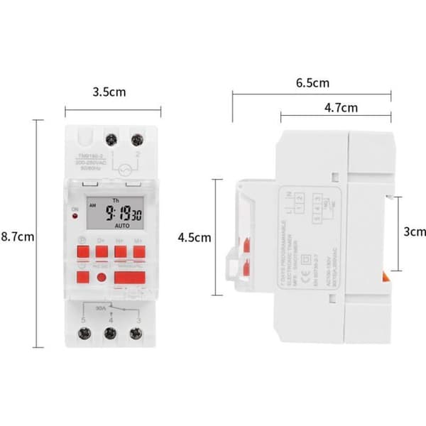 DRE-Elektrisk timerreläbrytare med LCD-display, programmerbar veckoförinställning, 12V