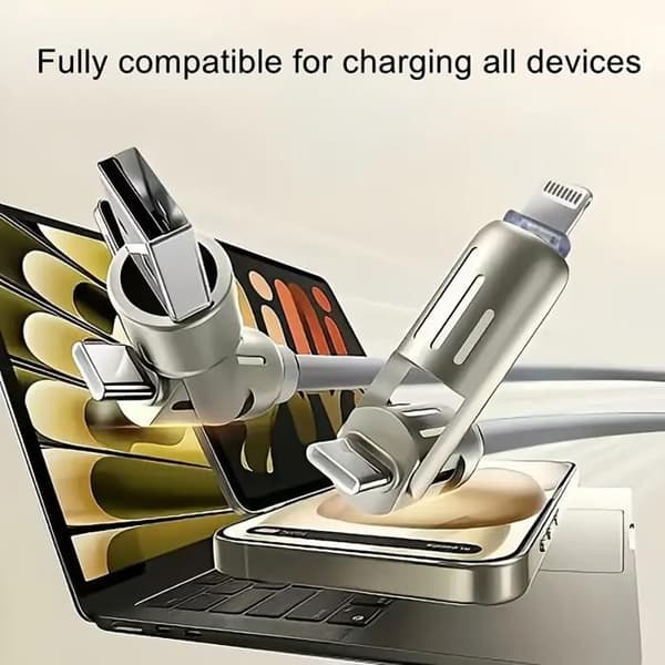 4-i-1 USB-C-kabel med superrask PD-lading og datasynkronisering, silikonmateriale, egnet for iPhone