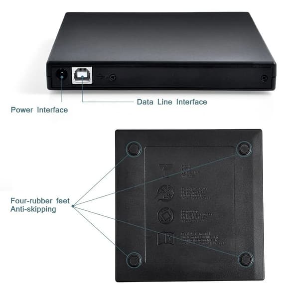 Ekstern DVD/CD-brænder USB 2.0 Slim til computer sort