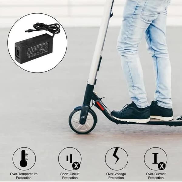 El-løbehjuloplader - 42V 2A - Kompatibel med 36V Lithium - Universal - Gul