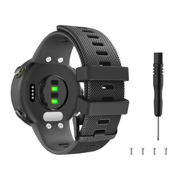 Armbånd - Kompatibelt med Garmin Forerunner 45 - Blød silikone - Metalspænde - Sort