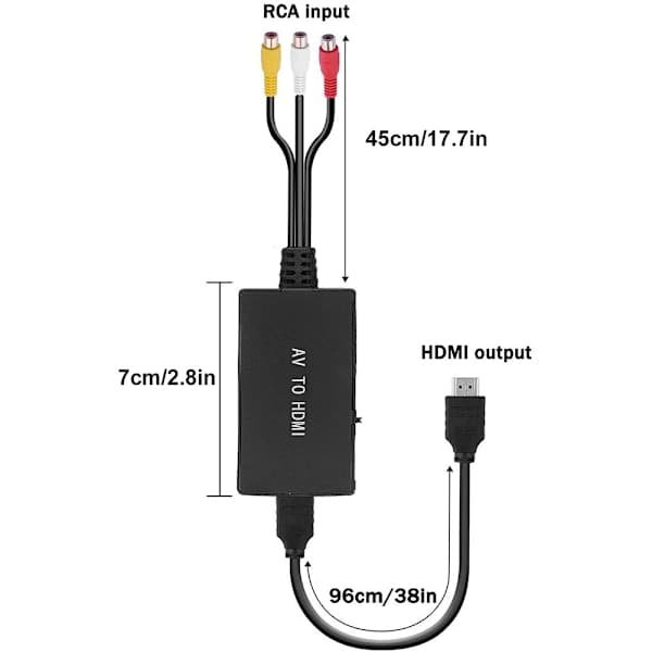 RCA til HDMI Konverter Komposit til HDMI Adapter Audio Video