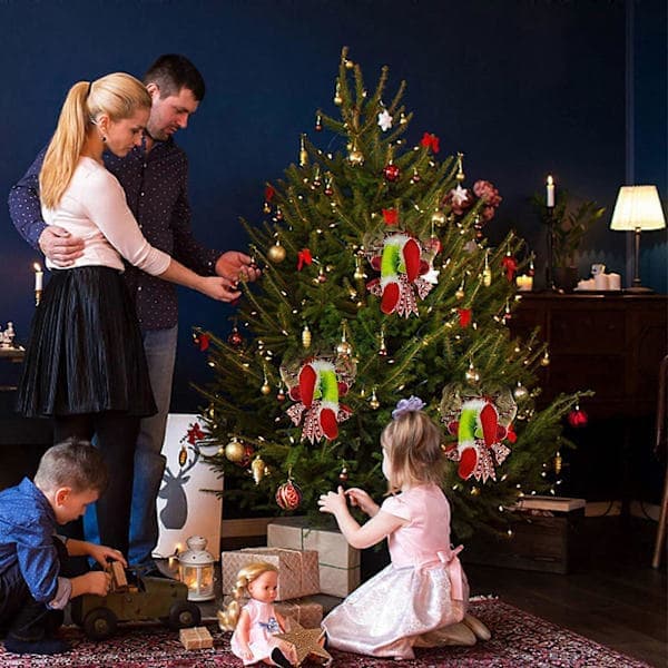 Bøjelig julepynt, stofbenlegetøj og letvægts træstjerne, indendørs og udendørs julepynt til døre