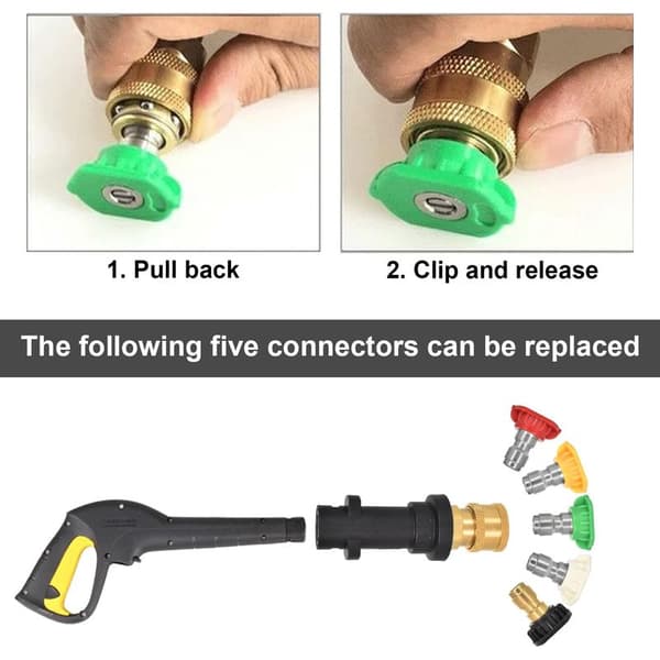 Højtryksrenserpistoladapter med 1/4\" lynkobling hunfitting, kompatibel adapter til Karcher K2-K7, tilbehør til vasker (B)