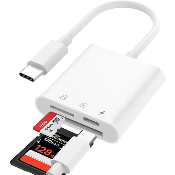 USB-C SD-kortlæser, USB-C SD-kortadapter med dobbelte SD/TF-slots, hukommelseskortadapter