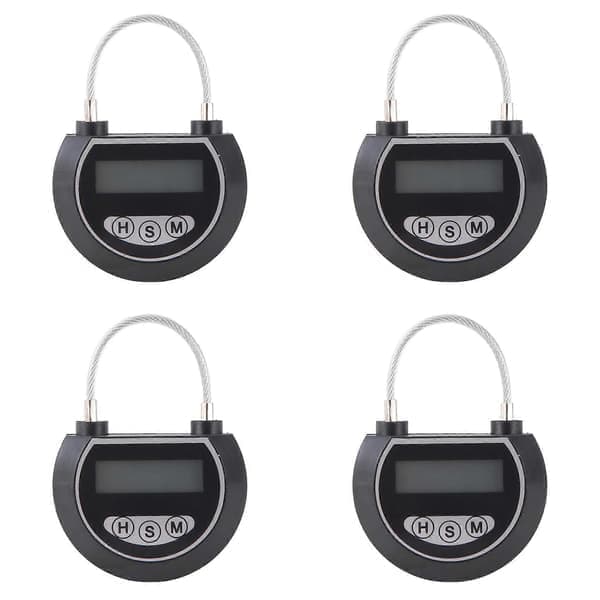 Elektroniskt tidslås för leksaker, multifunktionell timerlåda, svart, 4-pack