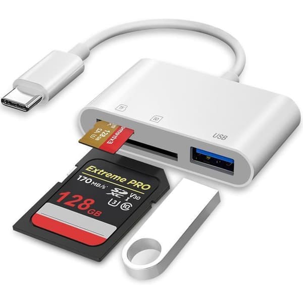 USB-C SD-kortleser, TF minnekortadapter med USB-A-port for 15\" 16\" Mac/datamaskin