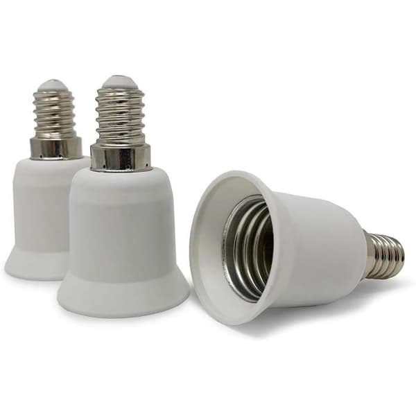 Lampfotadapter, 3-pack, vit, E14 till E27-sockel, sockeladapter för halogen- och LED-lampor
