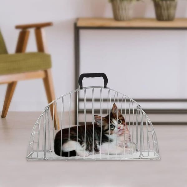 Ventilerande och hållbar badbur i metall för katt