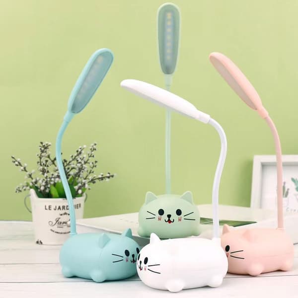 Sød lyserød mini katte natlampe, USB genopladelig, foldbar til børneværelse lyserød lyserød Rosa Rosa