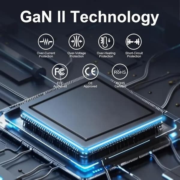 200W 6-ports hurtig USB-C oplader - GaN strømadapter til iPhone 14/13/12, Galaxy S23/S22/S21, sort