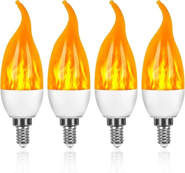 4-pakning 3W E14 LED-pære med flammeeffekt, 3 lysmoduser, dekorativ lampe