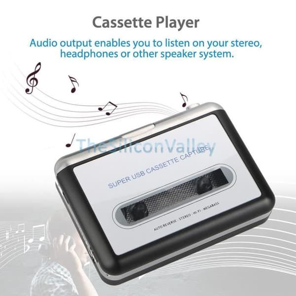 USB-kasettikaappari - Musta - Windows-yhteensopiva - MP3 - Kompakti