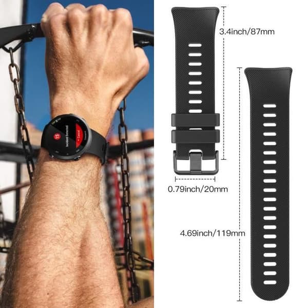 Armbånd - Kompatibelt med Garmin Forerunner 45 - Blød silikone - Metalspænde - Sort