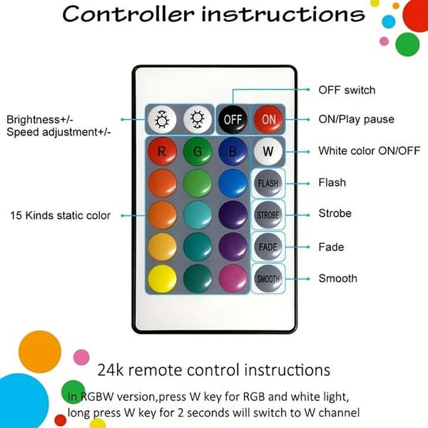 Omgivelsesbelysning, LED-strips, USB LED-stripesett, fleksibel lyslist, 24-knapps Bluetooth-fjernkontroll, co(Y123)