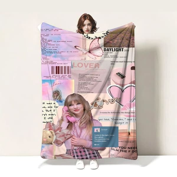 Taylor Swift Flonel Fleece Tæpper, Bløde Fluffy Tæpper, Børnesofa Sengetæppe, 130*150CM, A10