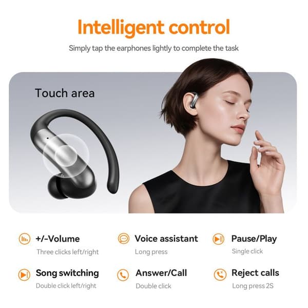 Sorte over-ear Bluetooth-hovedtelefoner, åbne Bluetooth-hovedtelefoner, trådløse, digitalt display, sporty stil, B-hovedtelefoner
