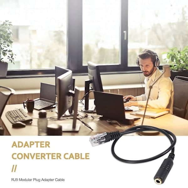 2 stk. 3,5 mm stereoheadset til Cisco-stik, hun til han RJ9-stikadapter, konverterkabel
