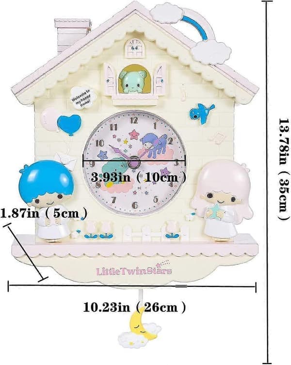 Melody Väggklocka 30 cm Tecknad Gungande Barn Flickor Väggkvartsklocka Heminredning Sovrum Tecknad Väggklocka[HK]