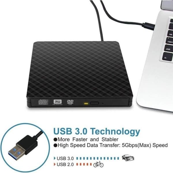 Slank USB 3.0 Ekstern DVD RW CD-brenner/leser for bærbar PC @adp711