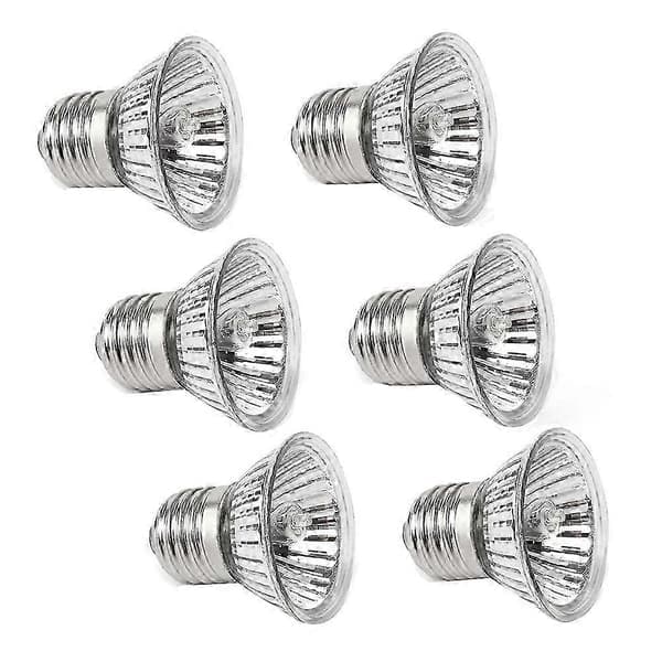 6-pak varmelamper 50W UVA UVB lamper til krybdyr, skildpadder, slanger