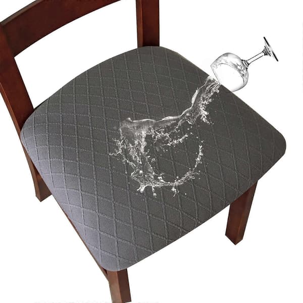 Dww-Grå, 4 st töjbara jacquard elastiska stolsöverdrag, våffelmönstrade stolsöverdrag för matsal