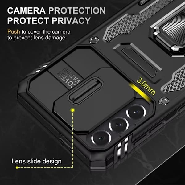 Samsung S24 - Cover CamShield / Kamerabeskyttelse Støtteben Sort Galaxy S24