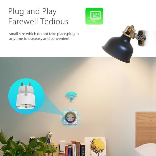 Smart WiFi-kontakt - Vit - Mini Standard 10A - Inomhus - Elektrisk - Enfaskontakt