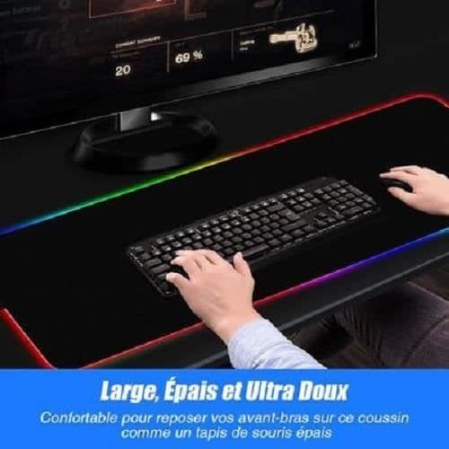 Gaming Musemåtte - RGB - XXL - Belyst - Skridsikker - 80 x 30 cm