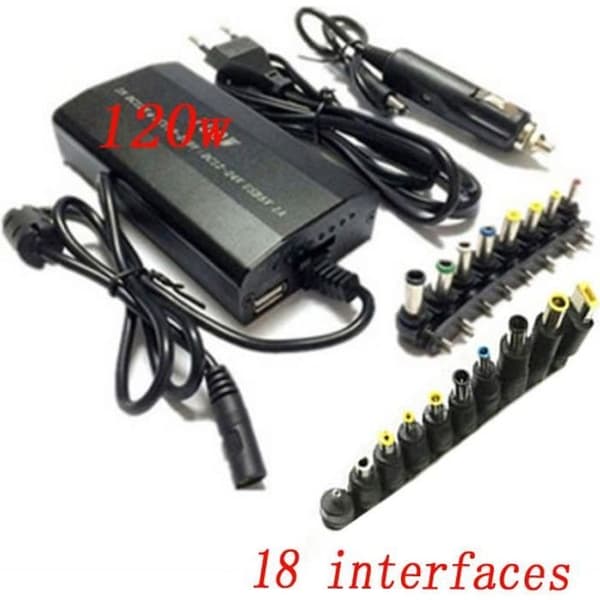 Yleisvirtalähde - 120W - 12V-24V säädettävä - Oikosulkusuojaus - 5V USB