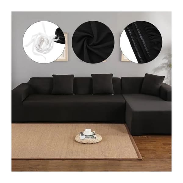 INHHUB 2-delat L-format elastiskt hörnsofföverdrag, polyester fläckbeständigt lättrengjort överdrag för 2-sits och 3-sits schäslongsoffa