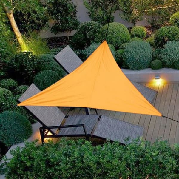Solsejl - Vandtæt - Orange - 4m x 4m x 4m - Trekantet - UV-resistent