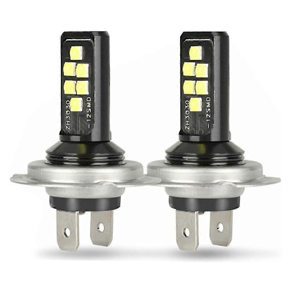2X H7 LED-frontlyspærer nærlys 6000K kjølig hvit