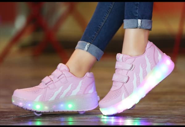 LED rulleskøjter til børn, lysende rullesko med hjul Pink 32