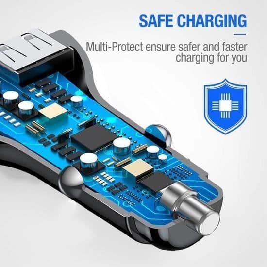 Quick Charge 3.0 2-portars USB-billaddare för iPhone, iPad, Samsung, GPS, etc.