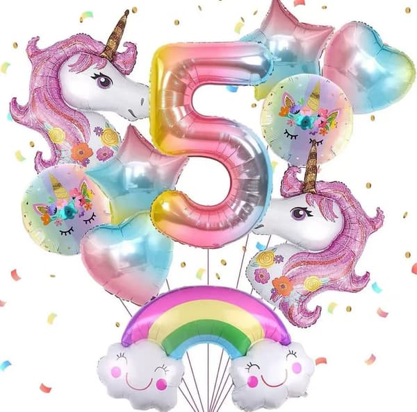 Födelsedagsballonger 1-9 år Enhörningar